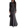 Cross-border European and American women's clothing  Amazon casual fashion round neck belt lady long sleeve hip skirt two pieces