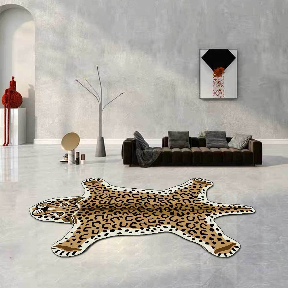 Special-shaped carpet, cartoon irregular carpet, lying tiger/panther//lion, living room bedroom, 80x160cm