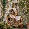 Handmade Outdoor Birdhouse Multiple Holes Bird Nesting Box Creative Wooden Bird House  Backyard