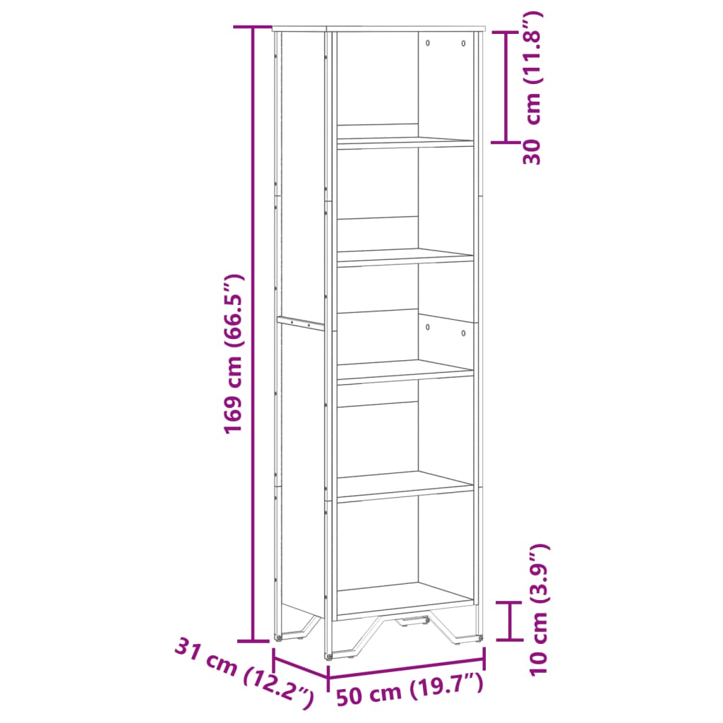 Bookshelf Brown Oak Effect 50 x 31 x 169 cm Engineered Wood
