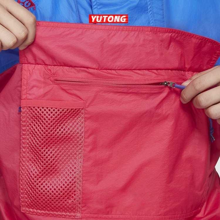 Nike Half-Zip Color-Block Sports Hooded Jacket Men Outerwear Red Blue CD7635-405