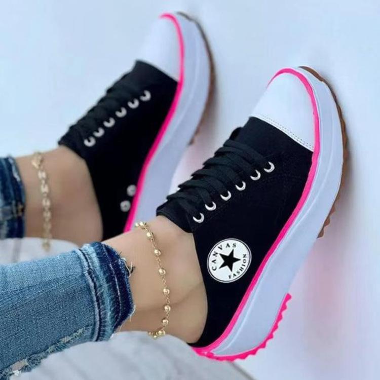 Fashion New Thick -Soled Toe Canvas Half -Slippers Women 'S Casual White Shoes