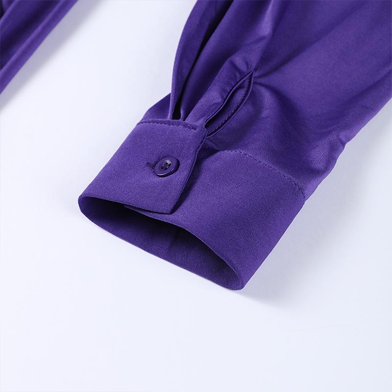 Purple Hollow Dress Sexy Exposed Belly Women Pleated Bow Long Sleeved V-Neck Slim Wrap Hip Dress 2025 New Summer Fashion
