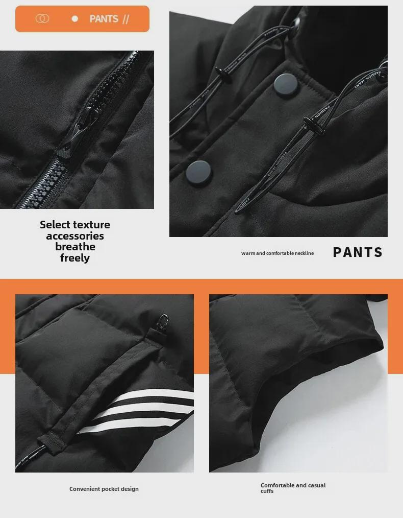 Pánská zimní vesta s kapucí slim fit - Velká velikost, mladistvý styl, všestranná vesta s designem tří pruhů.