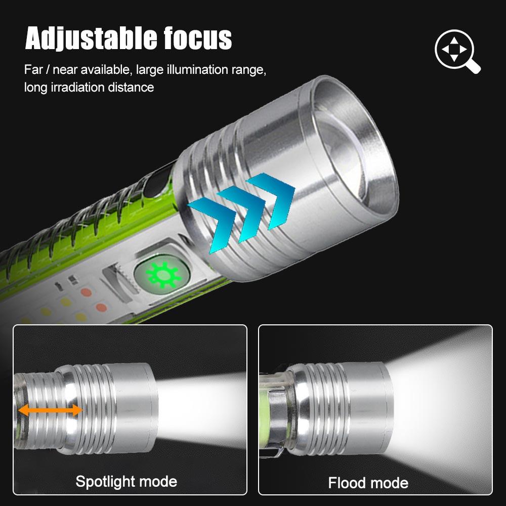 20W White LEP Flashlight,Red Blue Waring Light,UV Ultra Violet Torch,Zoomable,Fluorescent,Magnet Tail, Pen clip,Type-C Charge