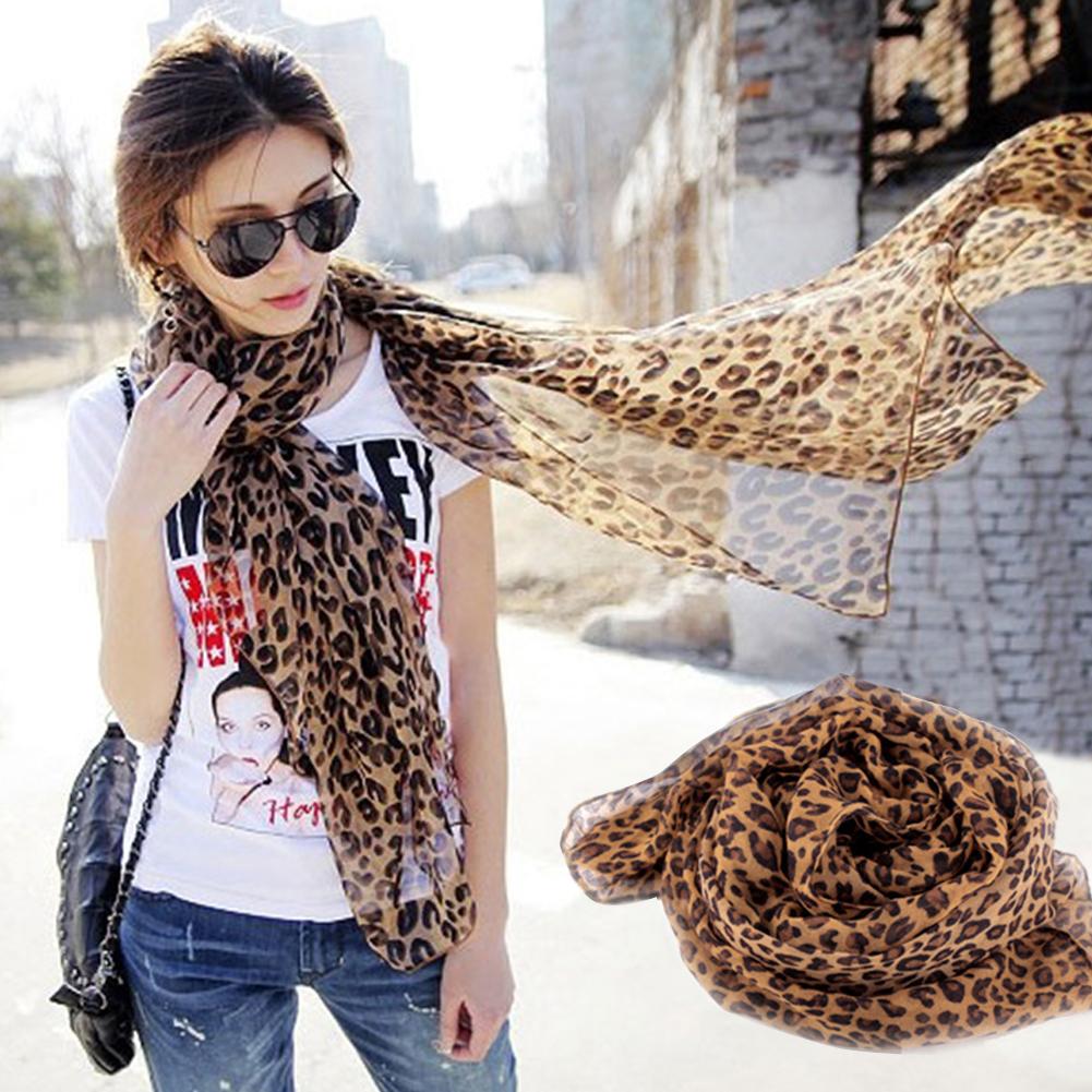 Women Stole Soft Leopard Print Scarf Vintage Chiffon Wrap Harajuku Scarves Shawl Hot Sale Thin Summer Spring Casual Sexy Elegant