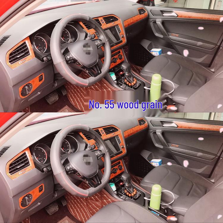 Carbon Fiber Interior Stickers for Custom 17-19 Tiguan: Gear Shift, Center Console, Door Panel Décor.