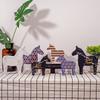 1 Pair Nordic Wooden Horse Ornament Cute Dala Horse Figurine Animal Statue Desktop Crafts for Home Living Room Office Decor Gift