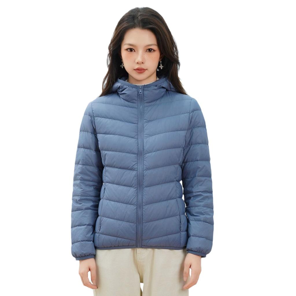 Women's Autumn and Winter 90 Down Light Duck Down Jacket with Hood Simple Jacket
