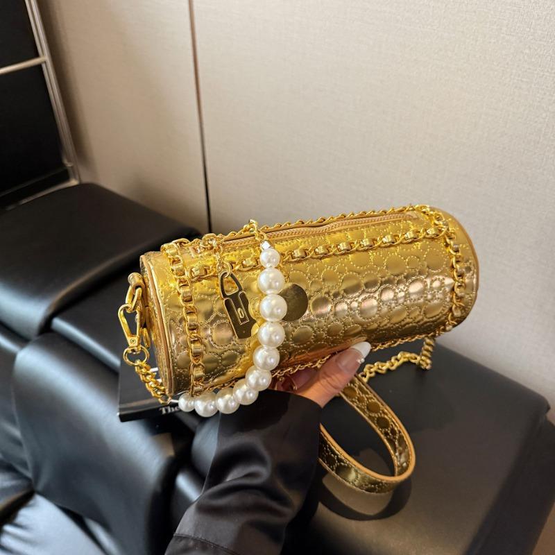 Patent Leather Glossy Women's Bag, Rhombus Embroidery Thread, High-quality Texture Women's Chain Bag, Trendy Versatile Women's Messenger Bag