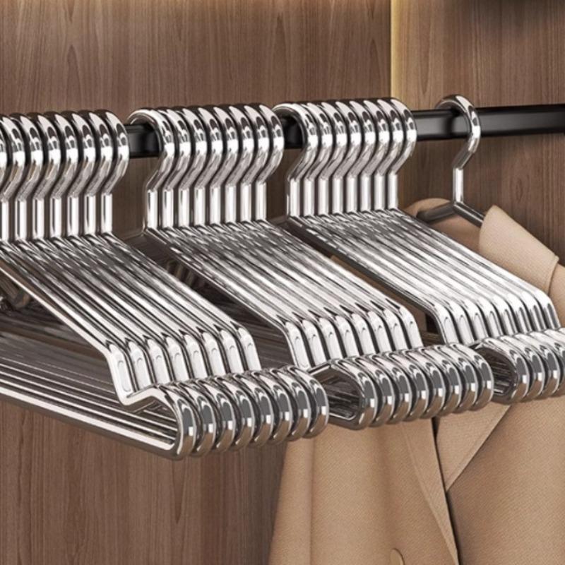 10pz Grucce Metalliche Rinforzate, Design con Spalle Scanalate Antiscivolo, Organizer Salvaspazio per Armadio per Cappotti, Vestiti, Abbigliamento