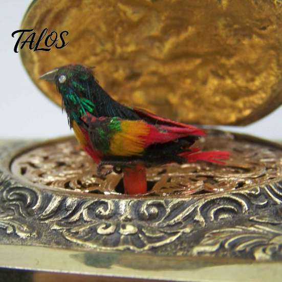 Artistic Embossed Metal Craft Automatic Pop Up Bird Music Box with Mechanical Singing Bird, Vintage Gold Alloy Holiday Gift for Women Jewelry
