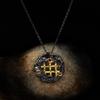 Two-Tone Black Gold Design Lines Ruby Necklace Jewelry Silver Literary Retro