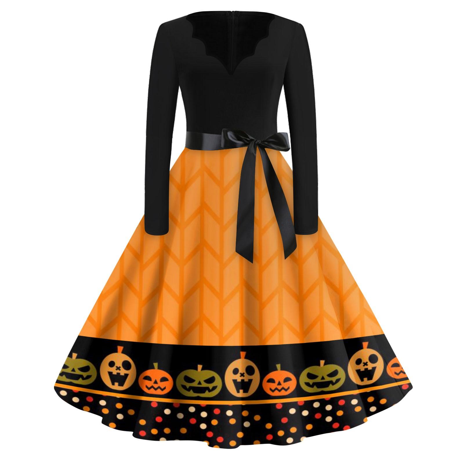 

Женское винтажное классическое платье с длинным рукавом и принтом, V-образным вырезом, свободное платье XL жёлтый