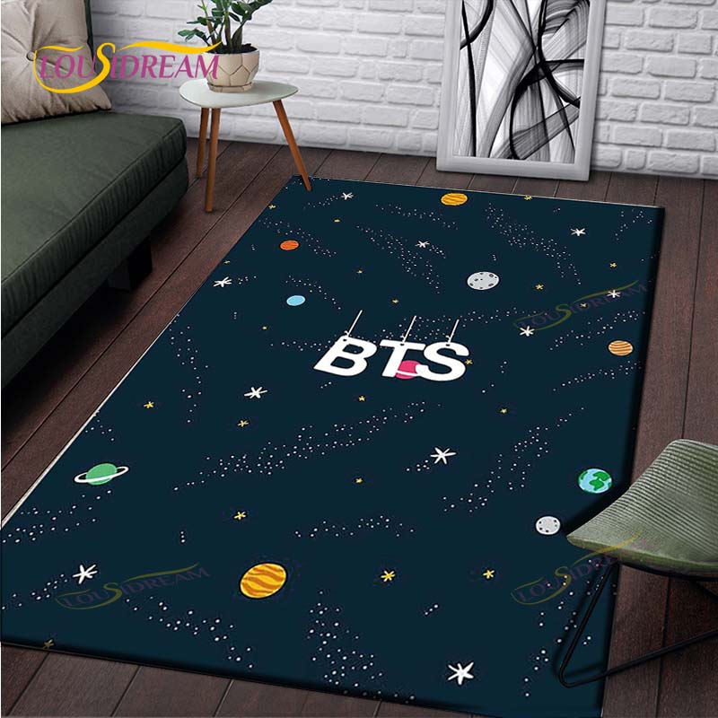 Новейшие ковры с рисунком Kpop Bangtan Boys BTS, ковер для гостиной с противоскользящим покрытием, коврики для детской спальни, коврик для йоги, большой ковер для декора 100cm x 120cm
