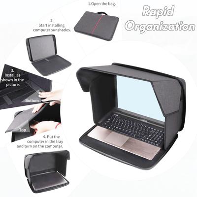 Laptop Blendschutz-Bildschirmhaube Laptop Sonnenschutz Grau Tragbar Faltbare Blendschutz-Laptop-Haube für 16-Zoll-Laptops
