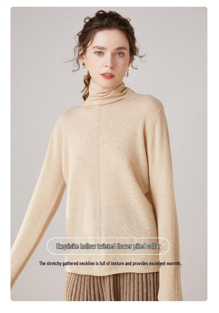 Women's High Neck Cashmere Sweater - Wheat Ear Knitwear for Autumn/Winter