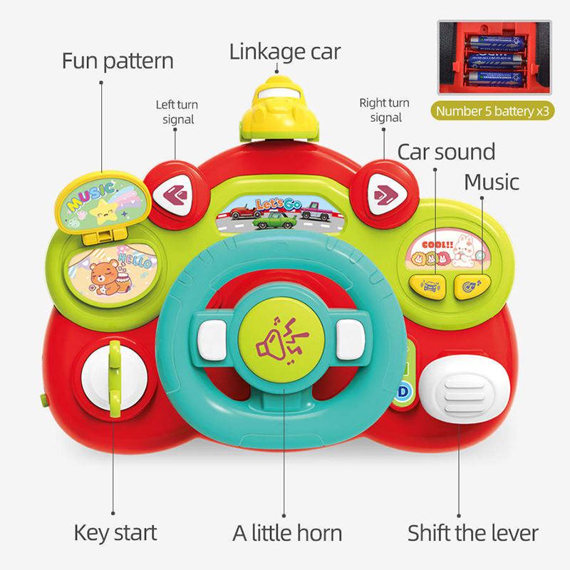 Children'S Early Education Multifunctional Steering Wheel Toy Cute And Fun Simulation Car Driving Music Puzzle Toy