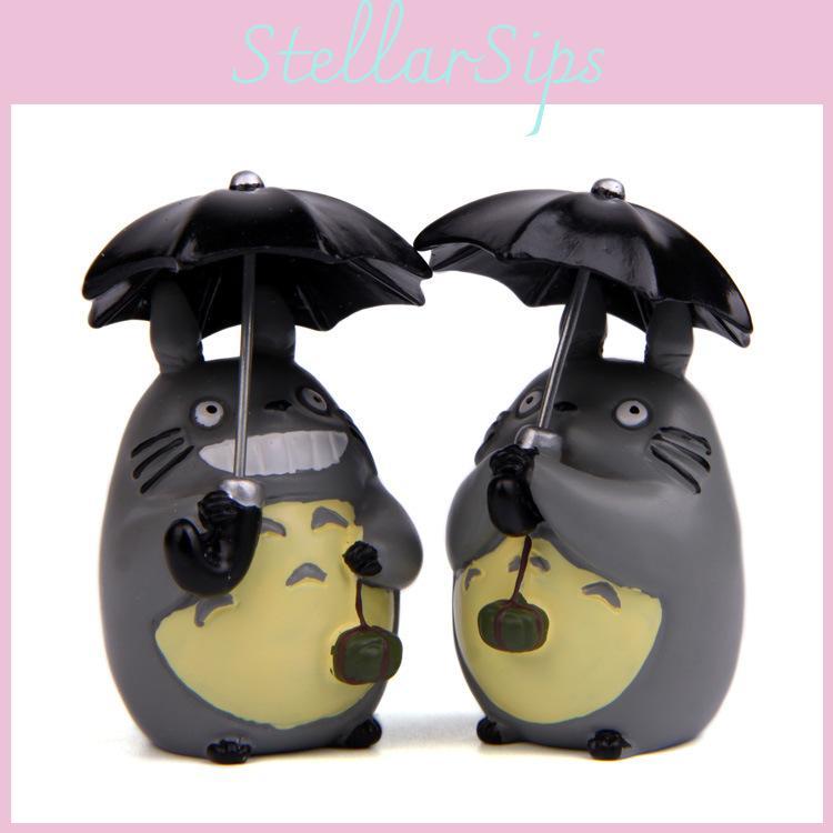 Totoro Cute Umbrella Holding Zongzi Mini Model Ornament For Props Landscape