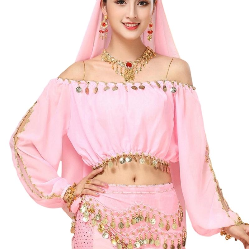 Women Belly Dance Costume Belly Dance Outfits Belly Dance Coins Tops Belly Dancing Crop Top for Halloween Party Stage