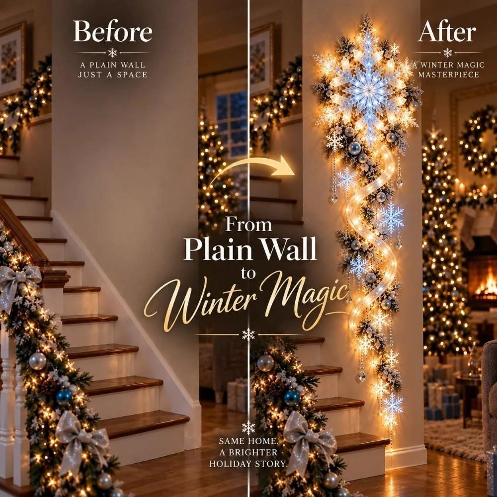 Lightweight Giant Snowflake Light Holiday Window Decorative Light Christmas Wall Window Entryway