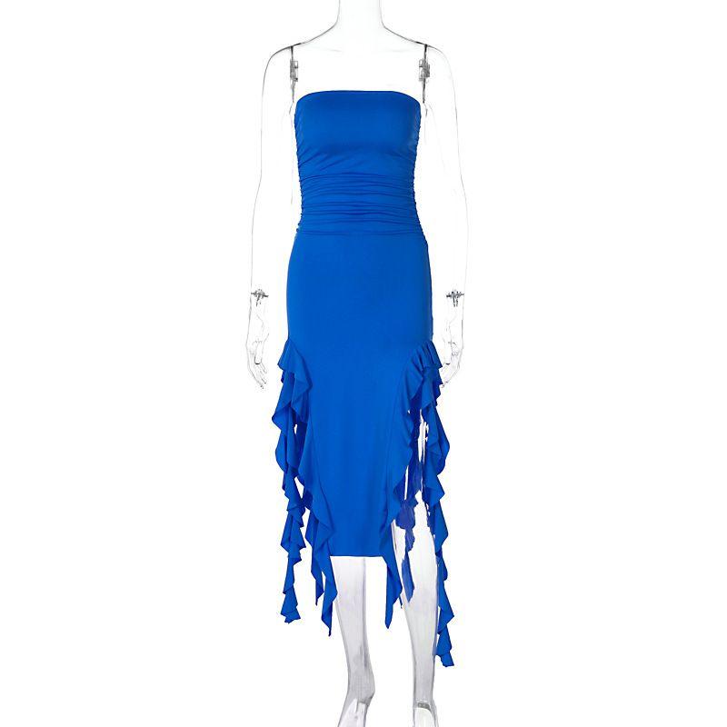 Fashion Style Women's Clothing 2024 Summer New Fashion Sexy Stylish Wrapped Chest Irregular Dress