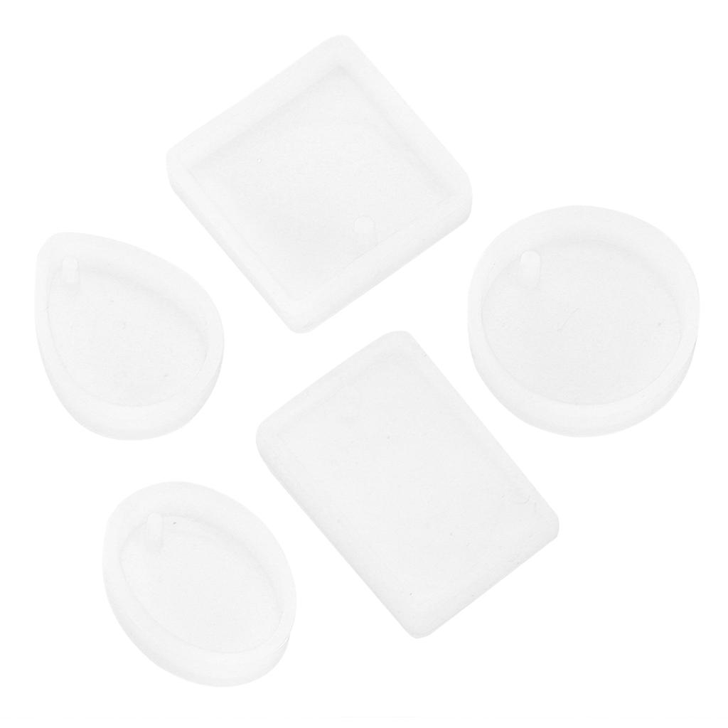 5pcs Silicone Molds Round Foursquare Perforated Jewelry Resin Molds for DIY Pendant Accessories Craft Decoratrion