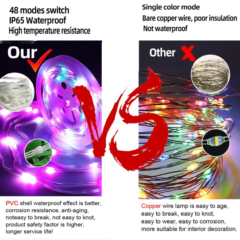 APP Remote Control LED  Christmas Tree Lamp Decoration USB Plu IP65waterproof Outdoor Indoor RGB Dreamcolor  Holiday Fairy Light