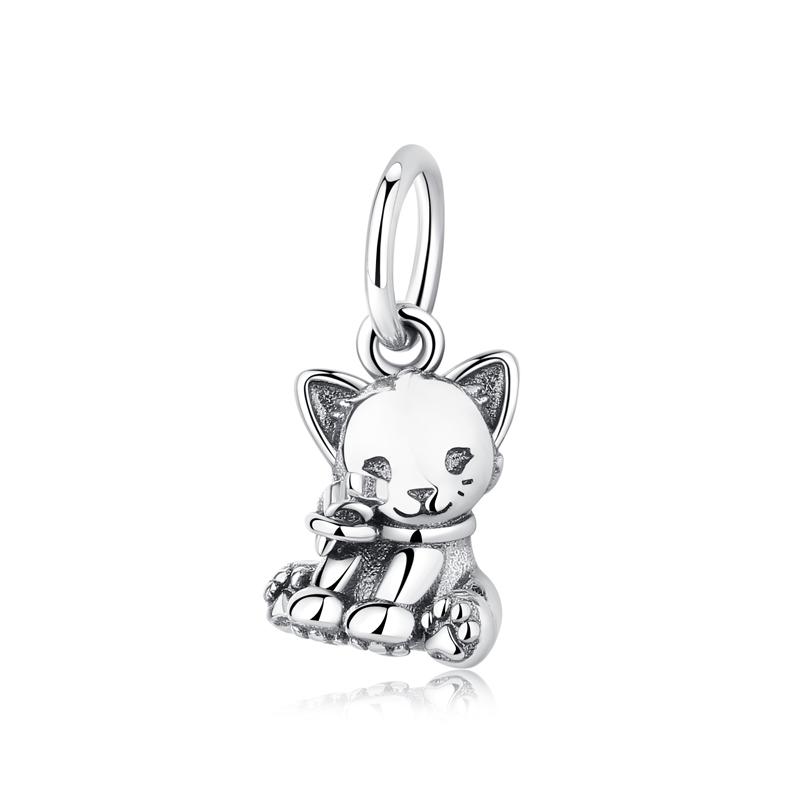 Original 925 Sterling copper Charms Love Pets Dog Cat Paw Print Pendant Beads Fit Brand Bracelets Necklaces Women DIY Zircon