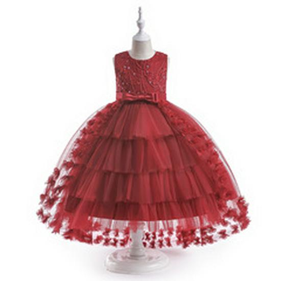Children's Beaded Princess Trumpet Sleeve Dress