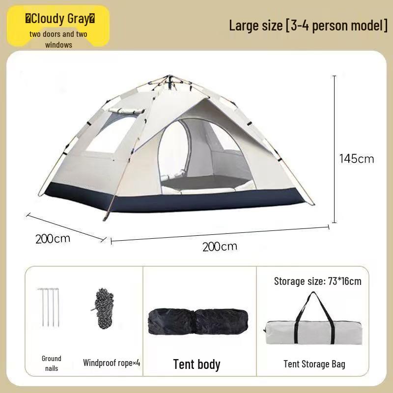 Automatic 3-4 Person Tent with Sun and Insect Protection for Indoor/Outdoor Use