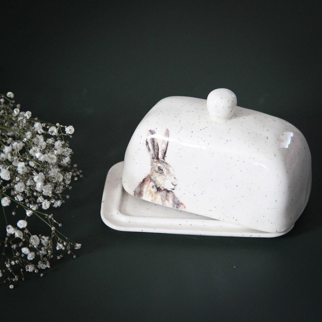Meg Hawkins Butter Dish Hare 20 x 13 x 11cms