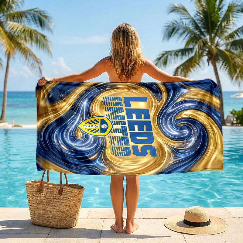 Asciugamano da Spiaggia Leeds United Football Morbido Microfibra Asciugamano Estivo Asciugatura Rapida Assorbente per Spiaggia Piscina Viaggio