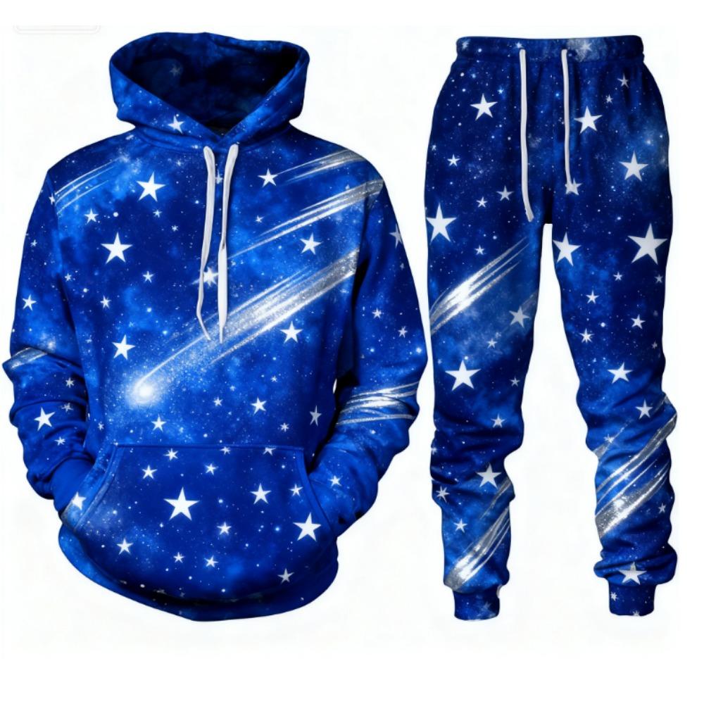 

Чоловічий спортивний костюм Зоряний Всесвіт Галактика Планети 3D-друк Повсякденна толстовка Штани Комплекти з 2 шт. Оверсайз Пуловер Чоловічий 2 ШТ. Спортивні костюми для бігу S