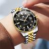 OLEVS Unidirectional Rotating Bezel Gold and Popular Waterproof Analog Quartz Black Stylish Stainless Steel Watch with Date Simple Large Perfect for