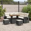 8-Piece Garden Sofa Set with Black Poly Rattan Cushions Acacia 3361745