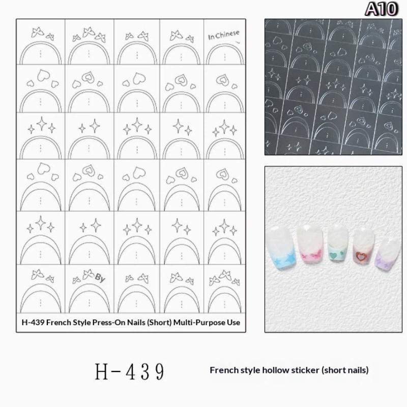 Hollow Transparent Lace Simple French Nail Stickers Self-Adhesive Slider Nail Art Decals Edges Templates Patting A10