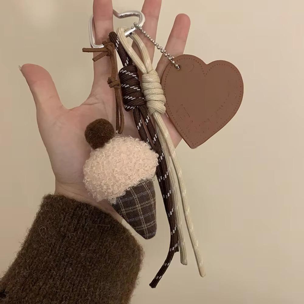 

1Pcs New Plaid Bear Keychain Cake Ice Cream Creative Bag Charm Lovely Cute Pendant