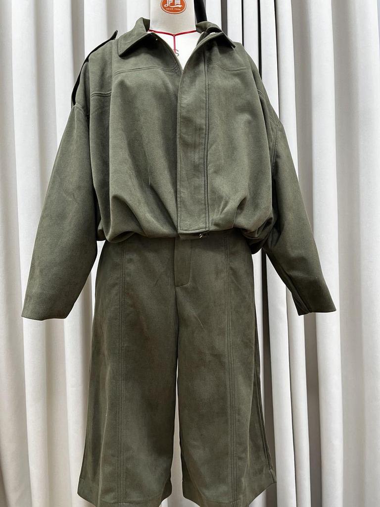 2025 Spring Bestseller: Green Suede Bomber Jacket Coat