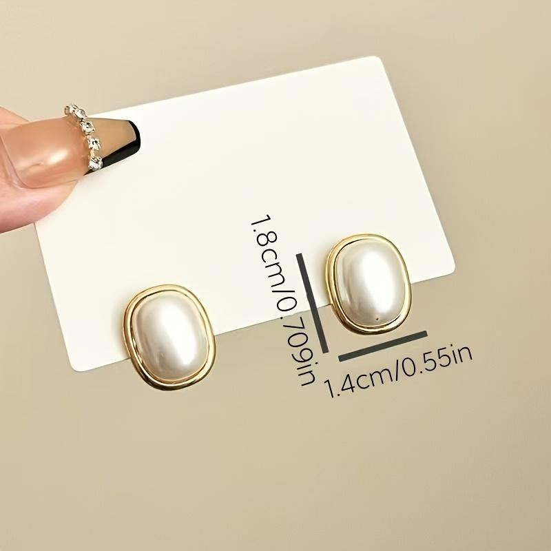 Cercei eleganți pătrați geometrici cu perle false pentru femei, design versatil din aliaj, potriviți pentru banchete și purtare zilnică, design popular