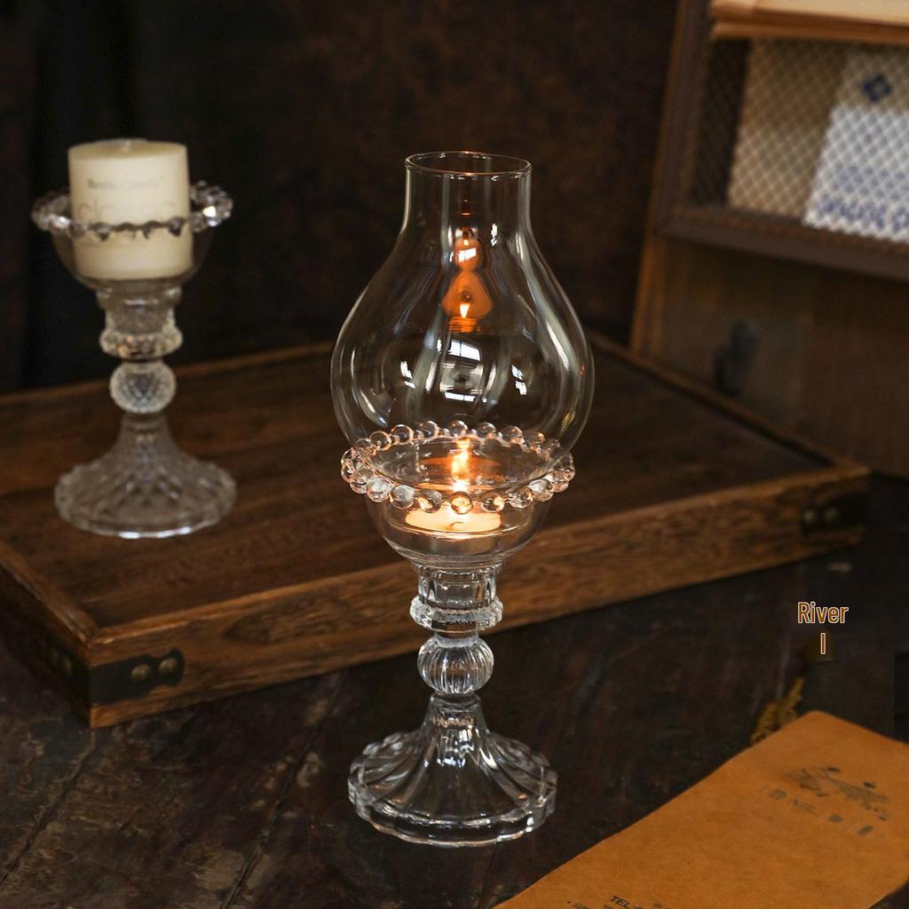 Zen Windproof Glass Candlestick: Elegant Lampshade for Tea Rooms & Weddings