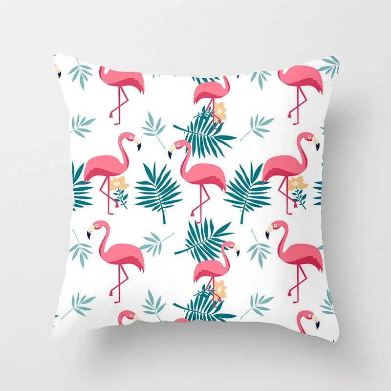 Flamingo Muster Dekorative Kissen Kissenbezug Polyester Kissenbezug Wurfkissen Sofadekoration Kissenbezug 40517-3