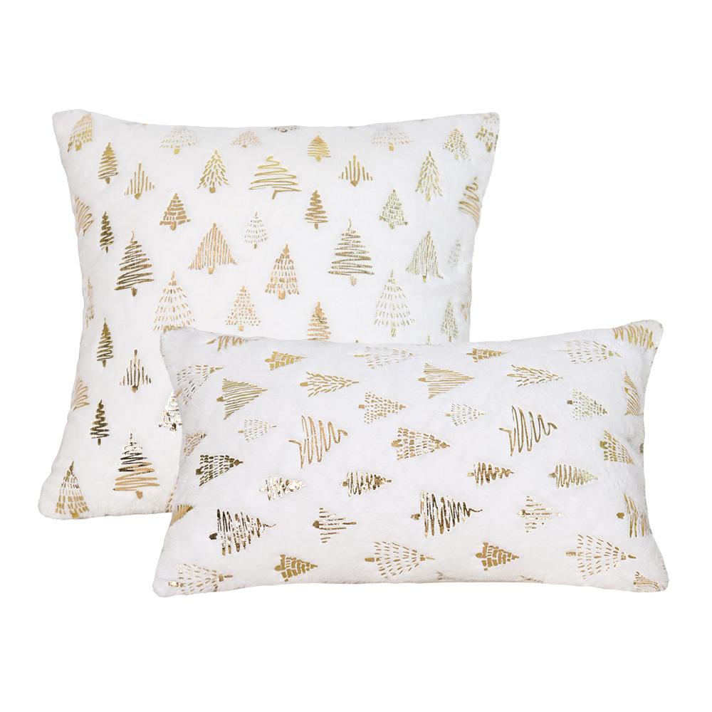 BUYNOW 1PC Velvet Christmas Tree Gold Stamping Pillowcase RedGreenWhite Living Room Sofa Square Cushion Cover Home Bedroom Decor