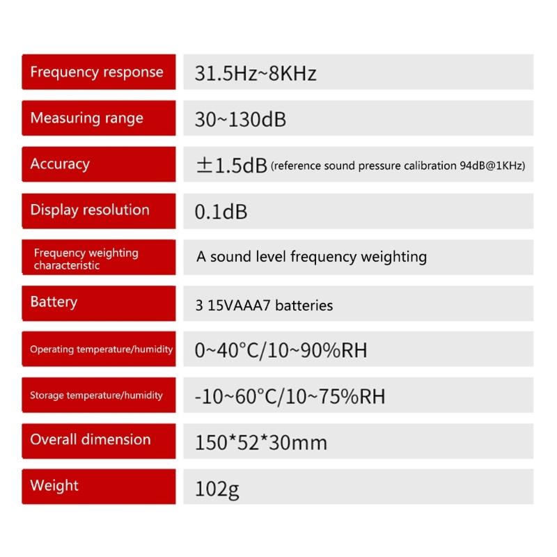 LCD-Display Meter Sound Level Reader 30-130dB Hand-held Sound Noise Meter Alarm Digital Noise Meter Decibel Monitor-Test