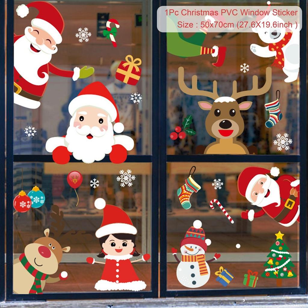 Christmas Wall Window Stickers Marry Christmas Decoration For Home 2025 Christmas Ornaments Xmas Navidad Gift New Year 2025