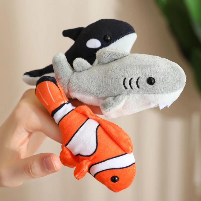 9CM Mini Finger Puppets Educational Toys For Children Hand Cartoon Birds Marine Animals Plush Doll Hand Puppets Tell Story Gifts