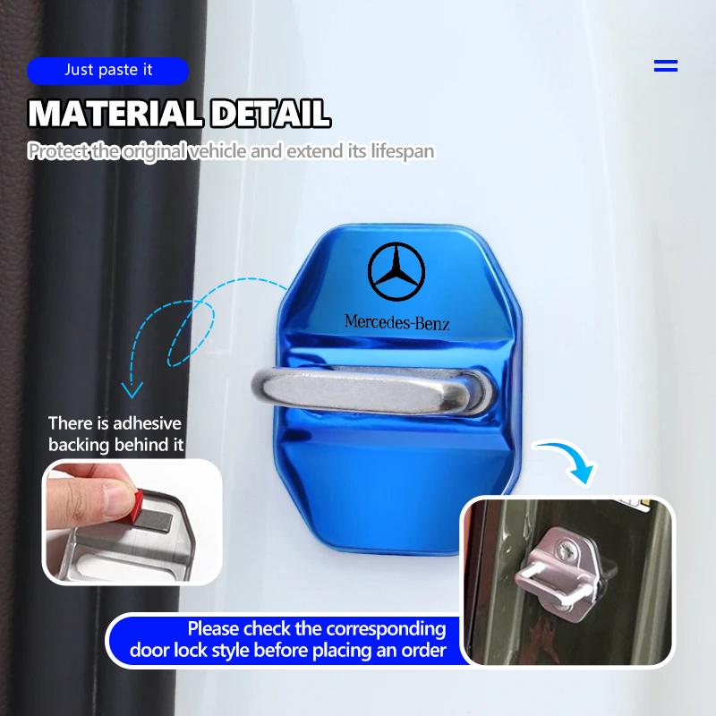 For Benz 4PCS Fashion Stainless Steel Car Covers Door Lock Protecting Cover Exclusive AMG W124 W203 W204 SPRINTER V CLASS VIANO