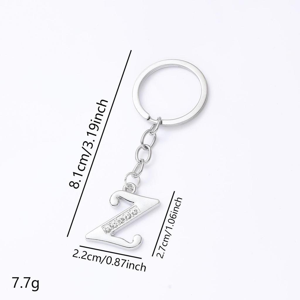 Creative Rhinestone Initials Metal Keychain – Korean Style Car Keyring Party Gift.
