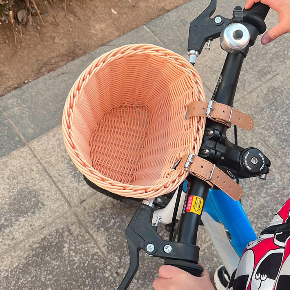 Bike Handlebar Basket with Bell Tassel Stickers Cycling Front Storage Basket Waterproof Cycling Accessories