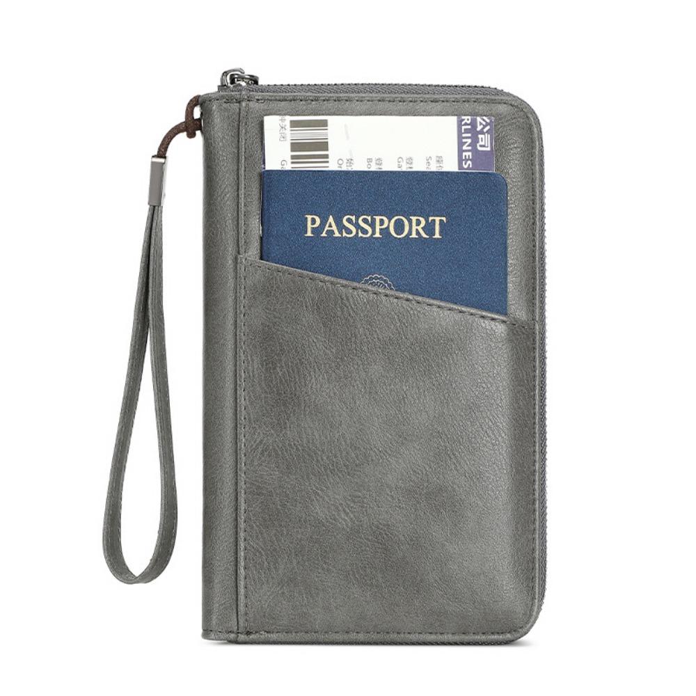 PU Leather Passport Clip Wallet Anti-Theft RFID Blocking Travel Document Bag Large Capacity Waterproof RFID Passport Holder